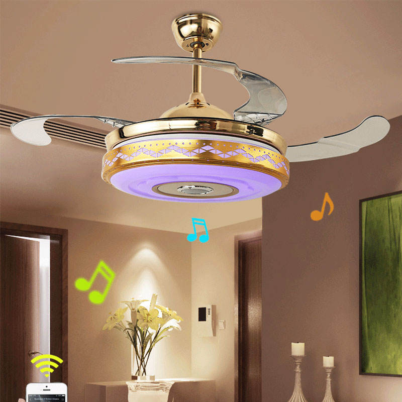 China OEM invisible blade living room decorative enclosed ceiling fans light lamp