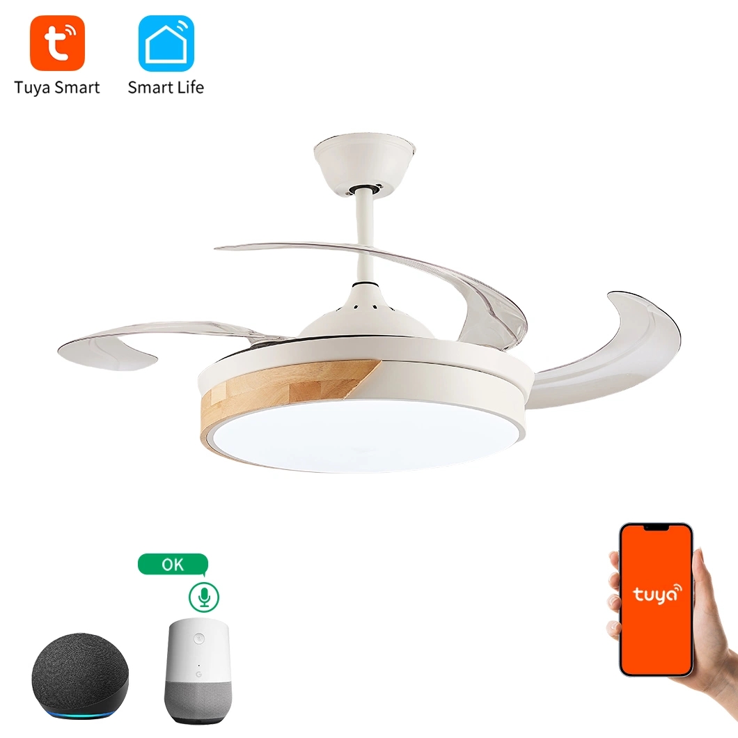 European Style Silence High Speed 4blades PC Invisible Ceiling Fan Light