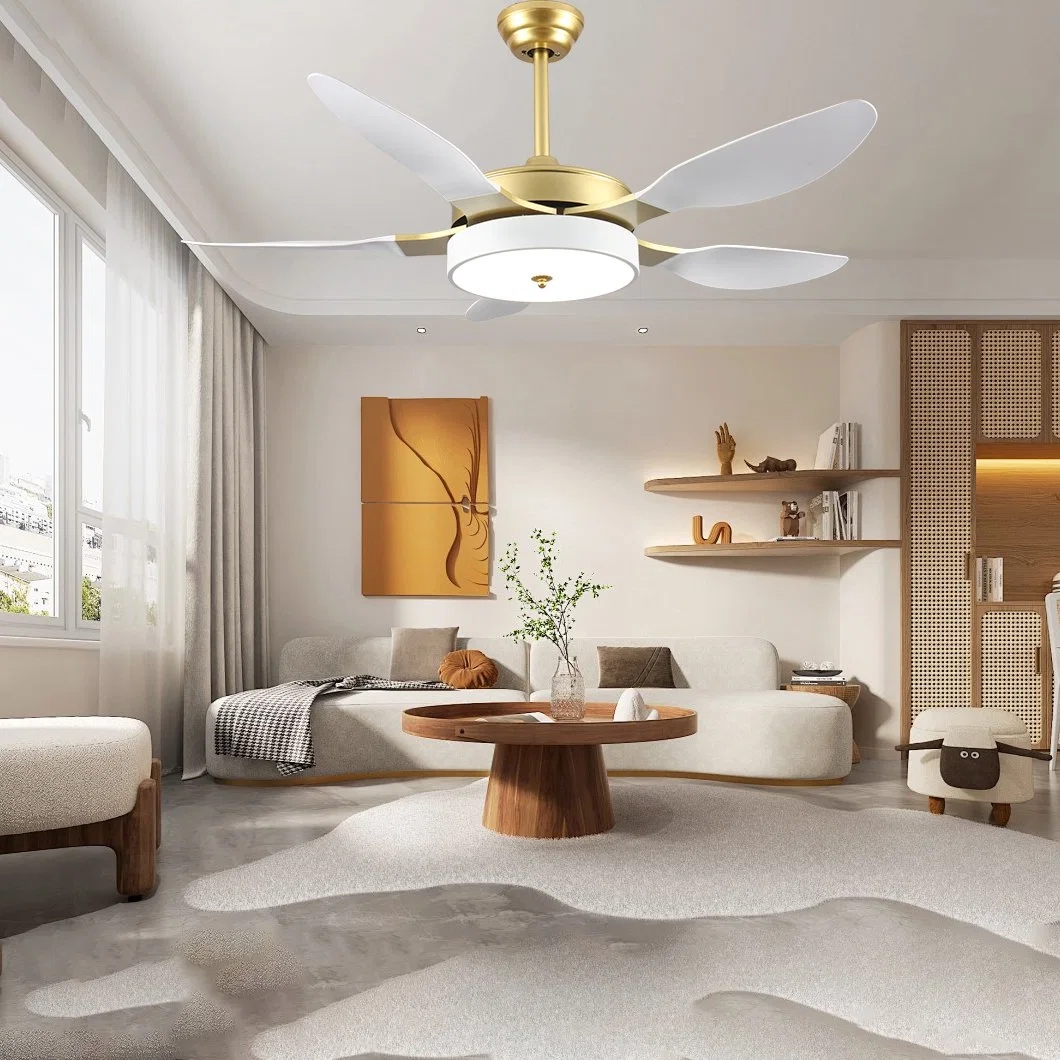 Golden White ABS Blades American Style Remote Control Ceiling Fan with Light